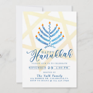 Invitación Hanukkah, Fiesta de Hanukkah, festividad judía