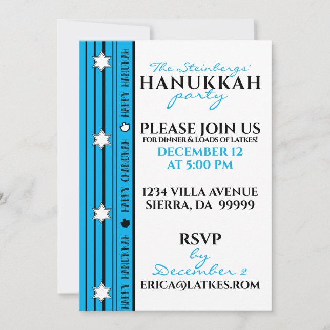 Invitación Hanukkah Fiesta Fun (Anverso)