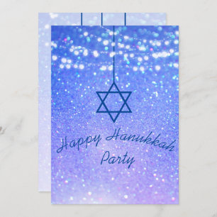Invitación Hanukkah Fiesta ilumina a Purpurina Estrella Azul 