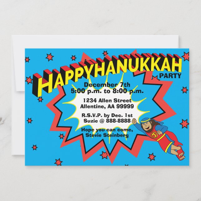 Invitación Hanukkah Fiesta Judah Maccabee (Anverso)