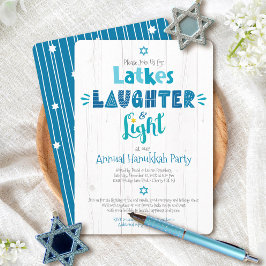 Invitación Hanukkah Fiesta Latke Laughter Light Rustic Modern