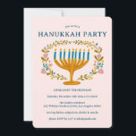 Invitación HANUKKAH FIESTA Menorah PERSONALIZADO de flores<br><div class="desc">Flores dibujadas a mano por mí para ti. Agregue su propio texto al frente de la tarjeta o cambie los colores de fondo. Todo es personalizable. También disponible como descarga digital o como invitación postal. Para más diseños y colores, revisa mi tienda! O hazme saber si quieres algo personalizado. ¡Pregúntale...</div>