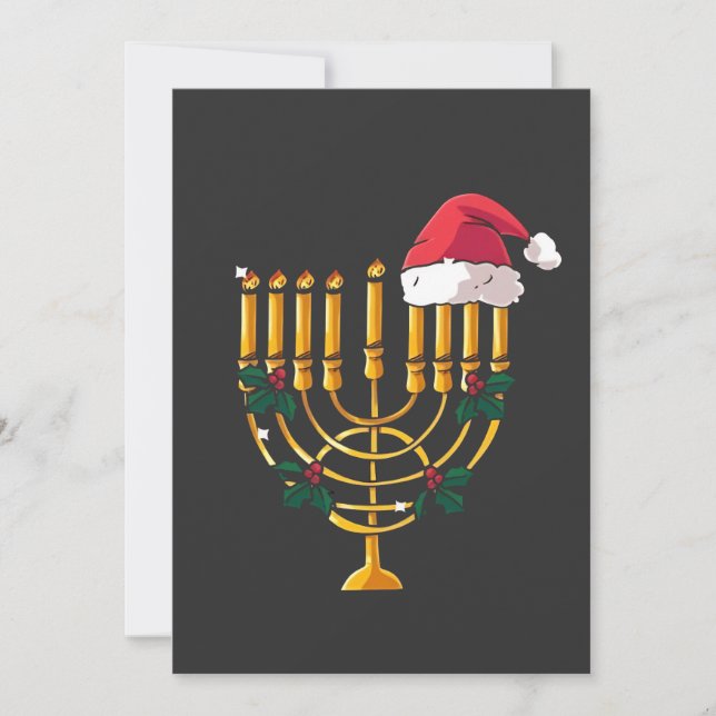 Invitación Hanukkah judío de Navidad Santa Menorá  (Anverso)