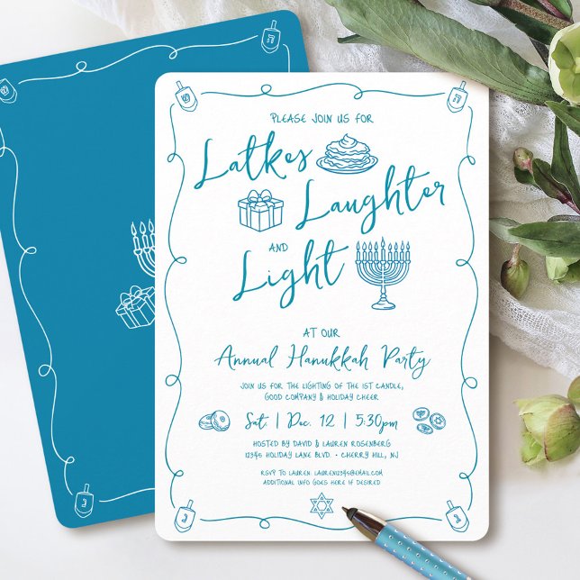 Invitación Hanukkah Latke Laughter Light Fun Whimsical Party (Subido por el creador)
