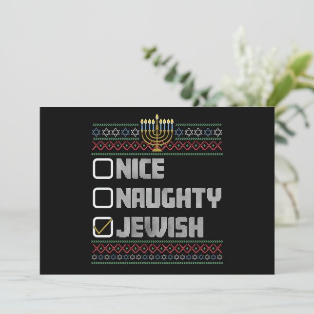 Invitación Hanukkah, Navidades judíos judíos de Santa Ugly (Anverso de pie)