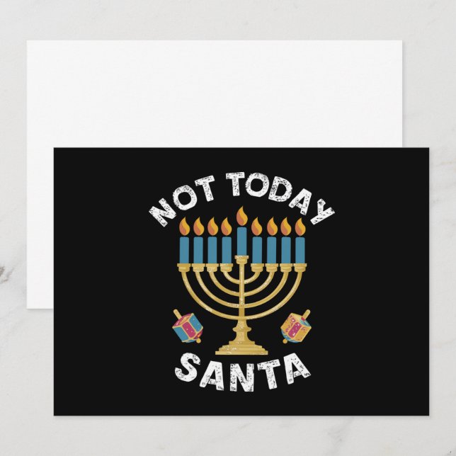 Invitación Hanukkah No es hoy Santa Jewish Chanukah (Anverso / Reverso)