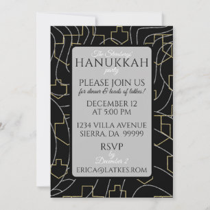 Invitación Hanukkah Silver Gold Design