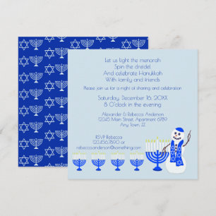 Invitación Hanukkah Snowman Fun Family Y Friends Holiday