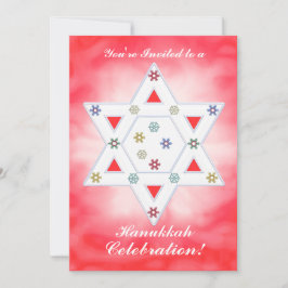 Invitación Hanukkah Star y celebración de los copos de nieve 