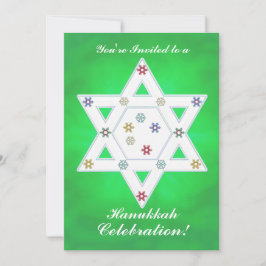 Invitación Hanukkah Star y la celebración de los copos de nie