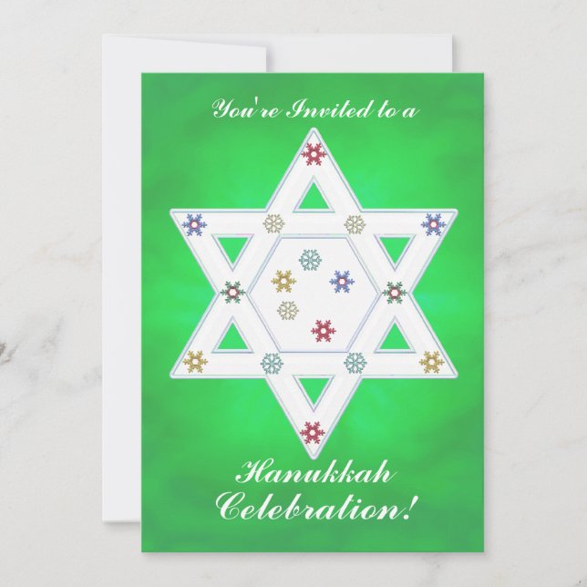 Invitación Hanukkah Star y la celebración de los copos de nie (Anverso)
