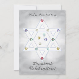 Invitación Hanukkah Star y la celebración de los copos de nie