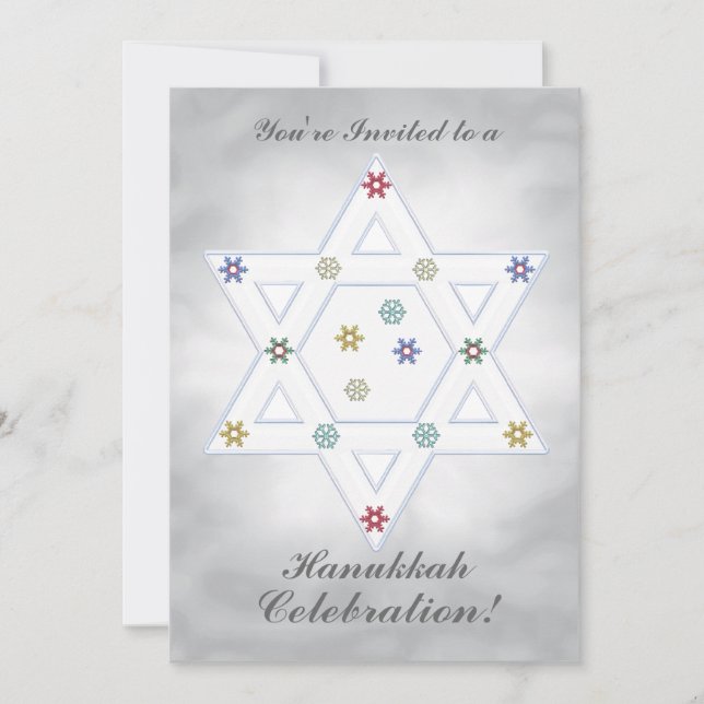 Invitación Hanukkah Star y la celebración de los copos de nie (Anverso)