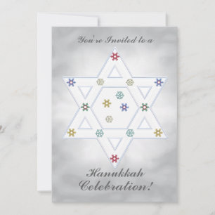 Invitación Hanukkah Star y la celebración de los copos de nie