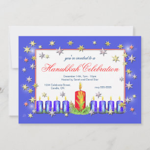 Invitación Hanukkah Stars and Candles Celebration