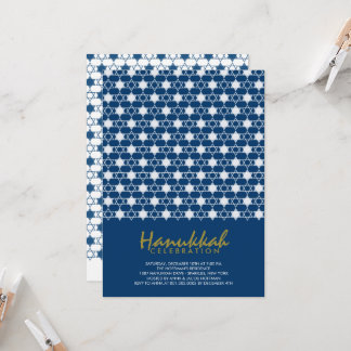 Invitación Hanukkah Stars Of David Pattern Fiesta De Festivid