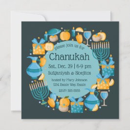 Invitación Hanukkah Wreath Blue Fiesta