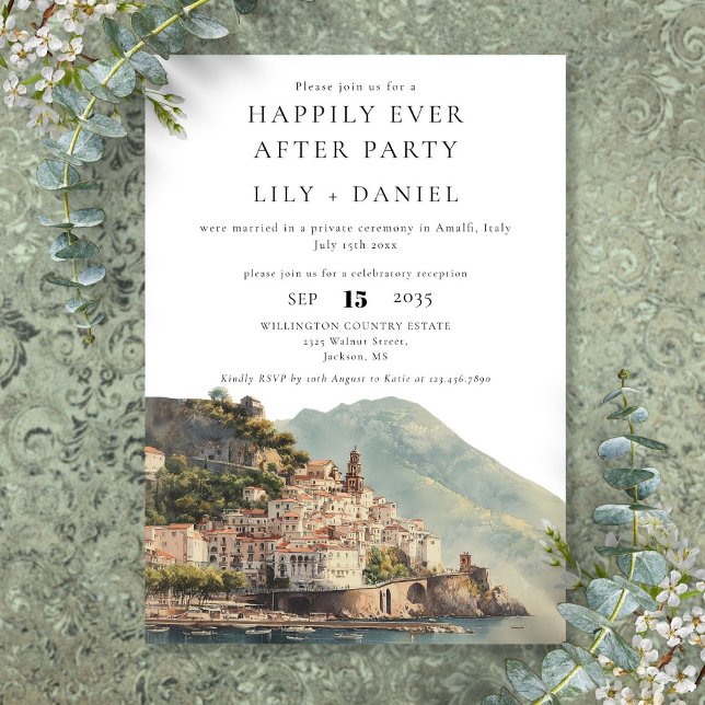 Invitación Happily Ever After Amalfi Italy Wedding (Happily Ever After Amalfi Italy Wedding Invitation)