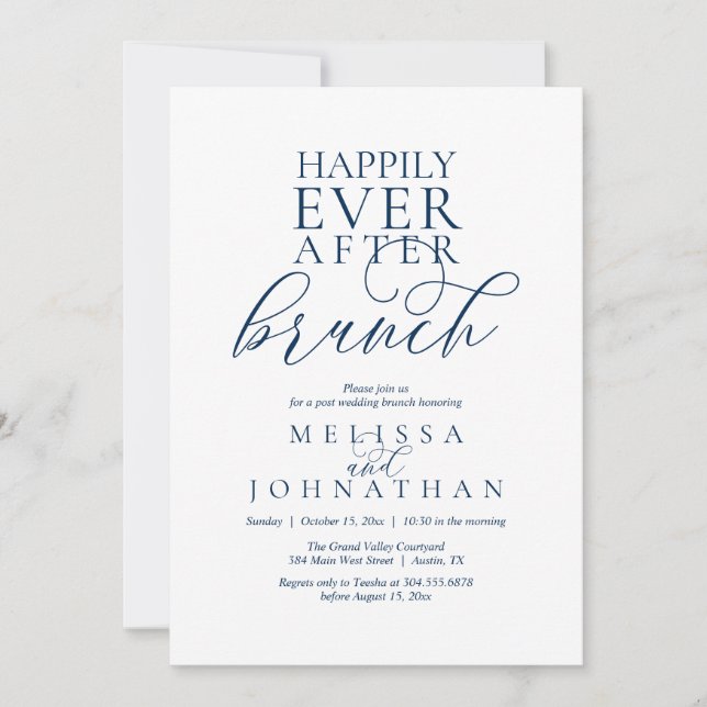 Invitación Happily Ever After Brunch, Modern Classy Wedding (Anverso)