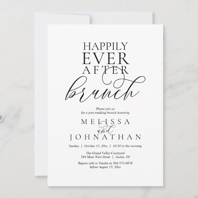 Invitación Happily Ever After Brunch, Modern Classy Wedding (Anverso)