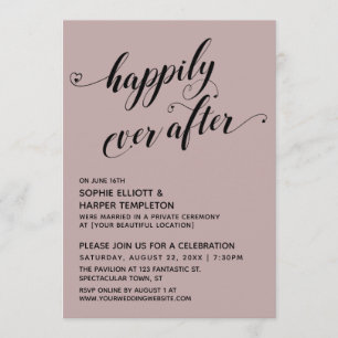 Invitación Happily Ever After Corazones Rosa Polvorienta Fies