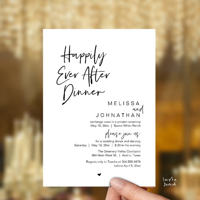 Invitación Happily Ever After Dinner Modern Wedding Party (Happily Ever After Dinner Modern Wedding Reception Party Invitation Card Black White)