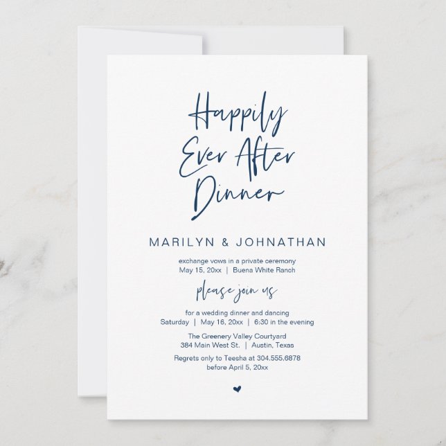 Invitación Happily Ever After Dinner Modern Wedding Reception (Anverso)
