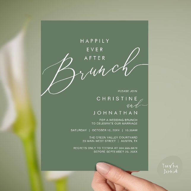 Invitación Happily Ever After Dinner Wedding Reception Dinner (Happily Ever After Brunch Post Wedding Reception Invitation Card in Sage Green)