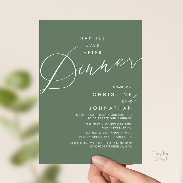 Invitación Happily Ever After Dinner Wedding Reception Dinner (Happily Ever After Dinner Wedding Reception Dinner Invitation Card in Sage Green)