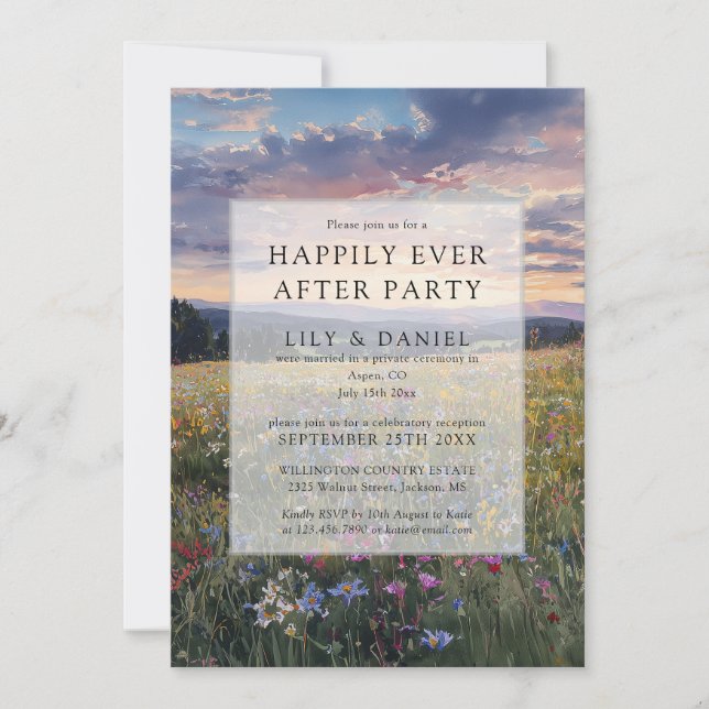 Invitación Happily Ever After Floral Wildflower Wedding (Anverso)