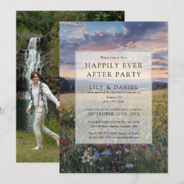 Invitación Happily Ever After Floral Wildflower Wedding Photo