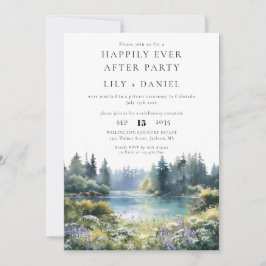 Invitación Happily Ever After Forest Lakeside Floral Wedding