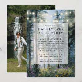 Invitación Happily Ever After Forest Lights Wedding Photo