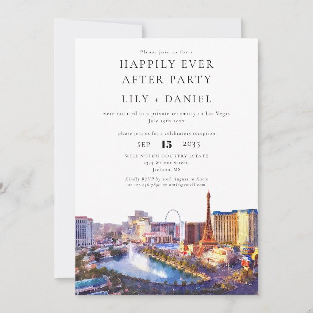 Invitación Happily Ever After Las Vegas Wedding (Anverso)