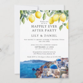 Invitación Happily Ever After Lemons Santorini Greece Wedding
