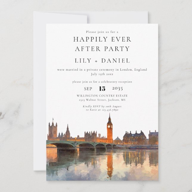 Invitación Happily Ever After London Wedding (Anverso)