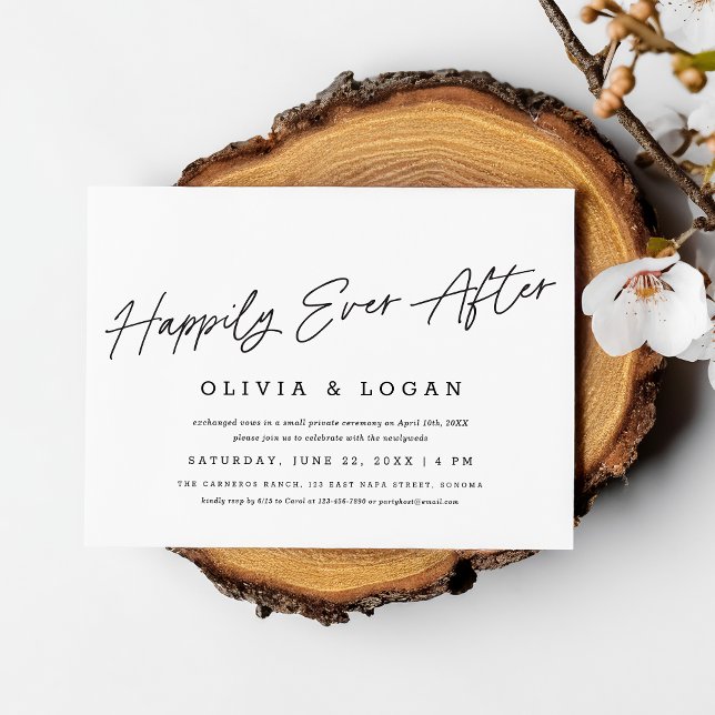 Invitación Happily Ever After Modern Script Wedding Elopement (Subido por el creador)