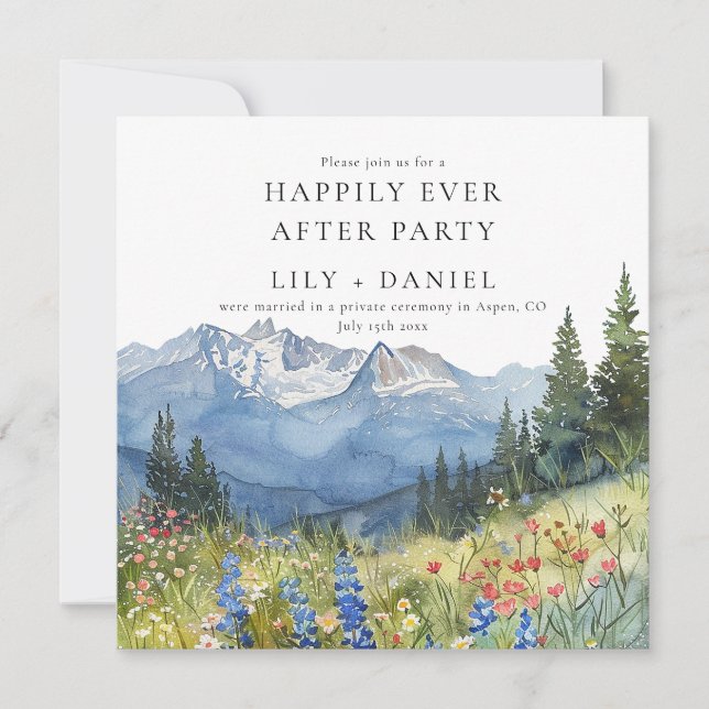 Invitación Happily Ever After Mountain Floral Wedding (Anverso)