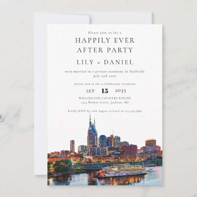 Invitación Happily Ever After Nashville Wedding (Anverso)