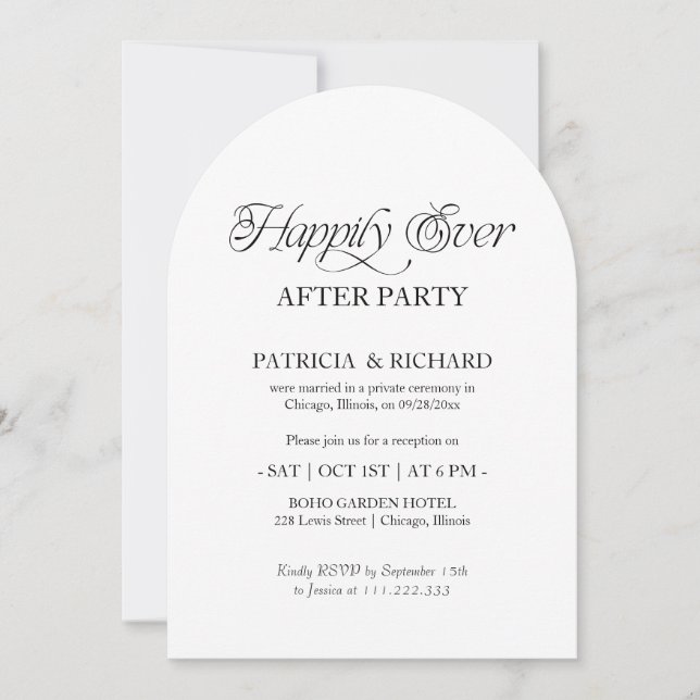 Invitación Happily Ever After Party Elopement Photo Arch (Anverso)