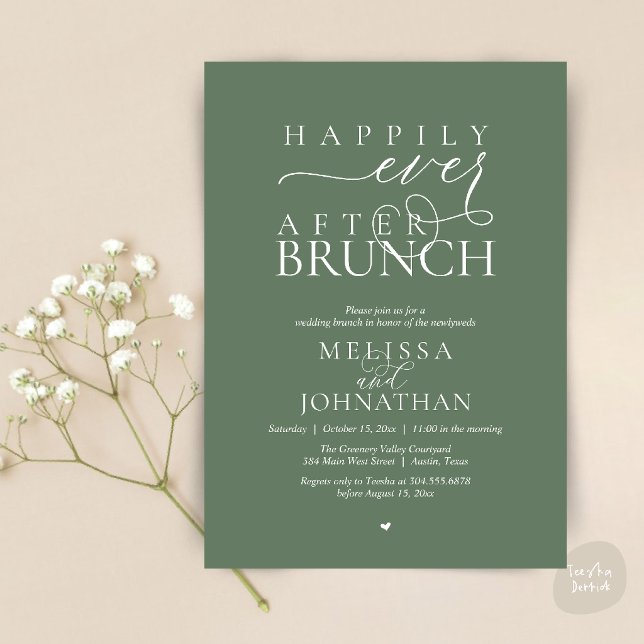 Invitación Happily Ever After Party Wedding Elopement Dinner (Happily Ever After Brunch Wedding Elopement Celebration Invitation Card in Sage Green)