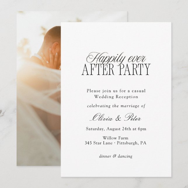 Invitación Happily Ever After Party Wedding Reception (Anverso / Reverso)