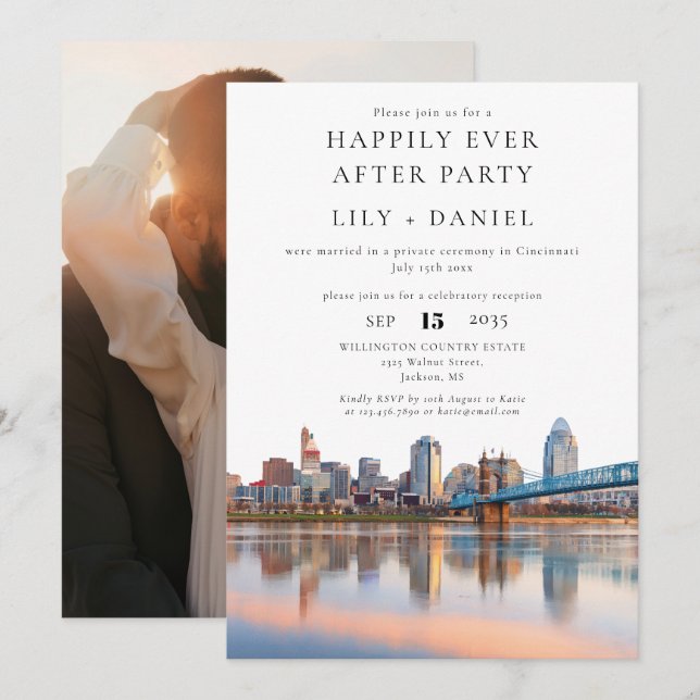 Invitación Happily Ever After Photo Cincinnati Wedding (Anverso / Reverso)