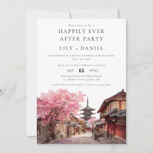 Invitación Happily Ever After Photo Kyoto Japan Wedding (Anverso)