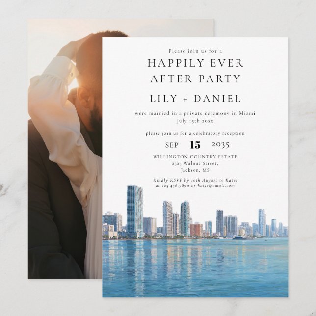 Invitación Happily Ever After Photo Miami Wedding (Anverso / Reverso)