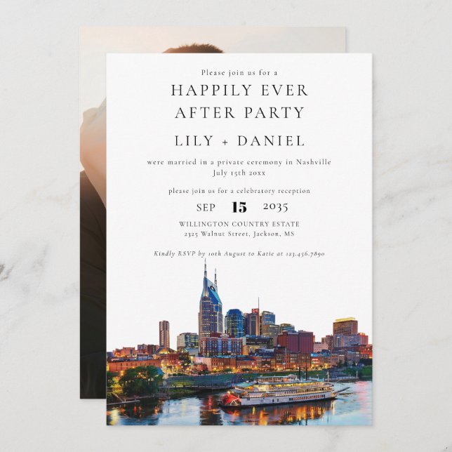 Invitación Happily Ever After Photo Nashville Wedding (Anverso / Reverso)