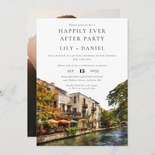 Invitación Happily Ever After Photo San Antonio Wedding (Anverso / Reverso)