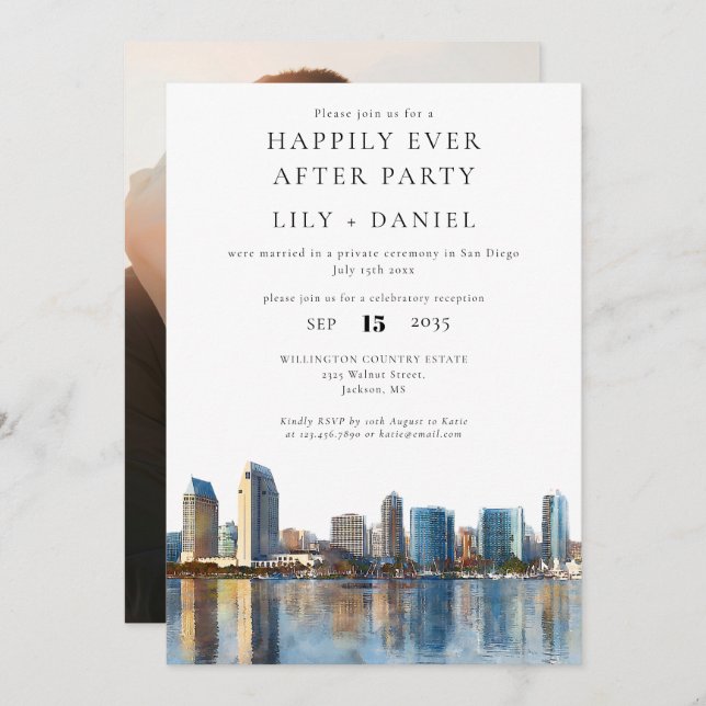 Invitación Happily Ever After Photo San Diego Wedding (Anverso / Reverso)