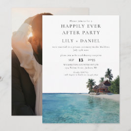 Invitación Happily Ever After Tropical Beach Photo Wedding