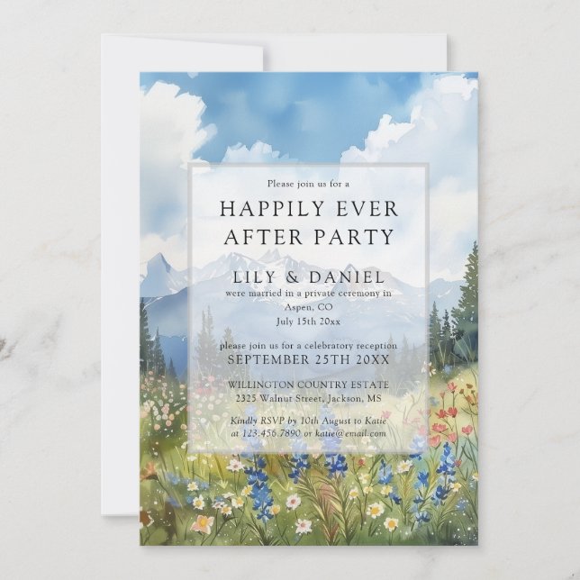 Invitación Happily Ever After Wildflowers Mountain Wedding (Anverso)